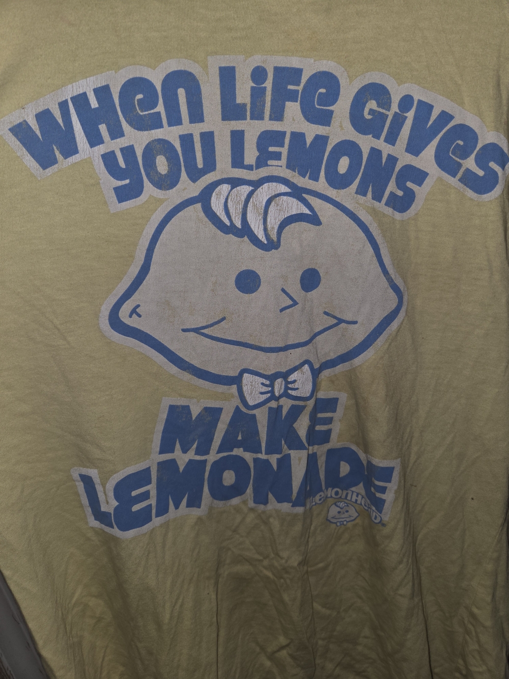 Yellow Kids Short Sleeve Tee with Blue Lemon Graphic